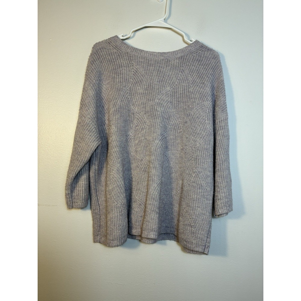 J Jill Pullover Sweater Women's Sz M Lilac Cotton Blend Knit Classic Casual